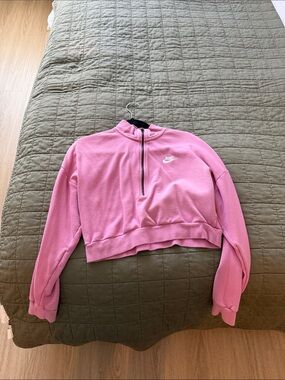 Nike Women’s Pink Cropped Half-Zip Sweatshirt
